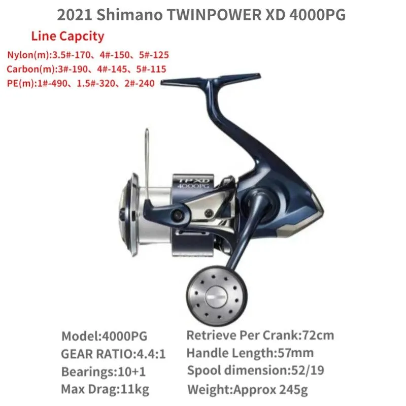 2021 SHIMANO TwinPower XD MGL Saltwater Spinning Fishing Reel - C3000HG, C3000XG, 4000PG, 4000HG, 4000XG, C5000XG Models