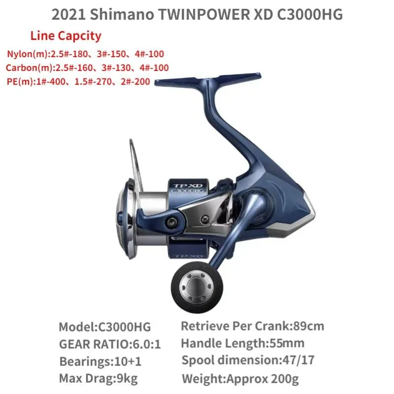 2021 SHIMANO TwinPower XD MGL Saltwater Spinning Fishing Reel - C3000HG, C3000XG, 4000PG, 4000HG, 4000XG, C5000XG Models