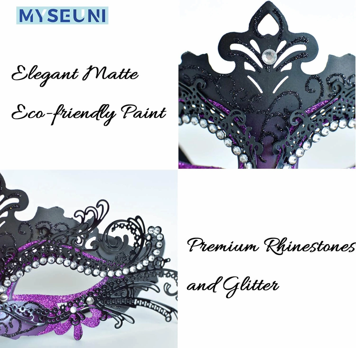 2025 Masquerade Masks for Couples, Shiny Rhinestone Metal Filigree Venetian Mask & Mens Venetian Mask for Mardi Gras