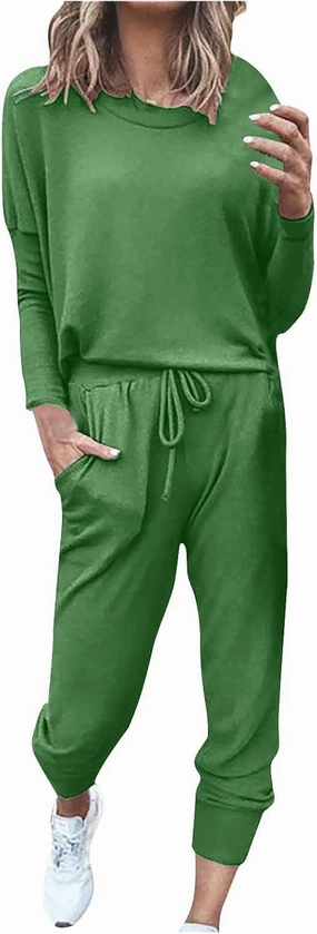 2025 Summer Sports 2 Piece Set,Lounge Sets Lightweight Crewneck Pullover Tops & Long Pants Tracksuit
