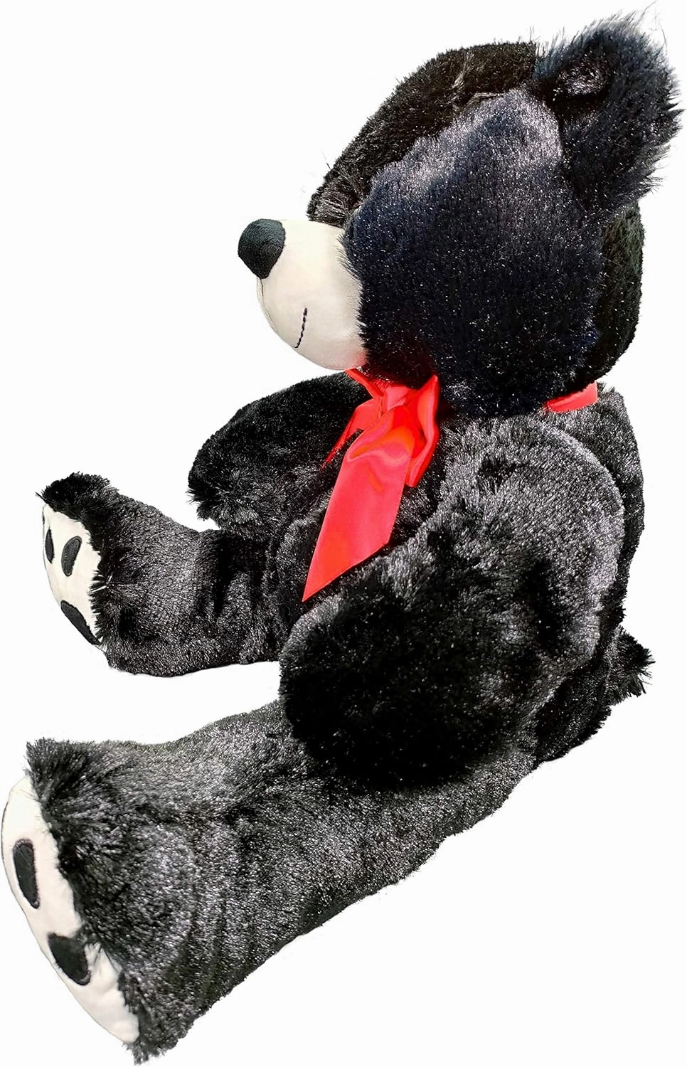 20" Stuffed Black Bear with Red Ribbon | Large Teddy Bear Stuffed Animal
