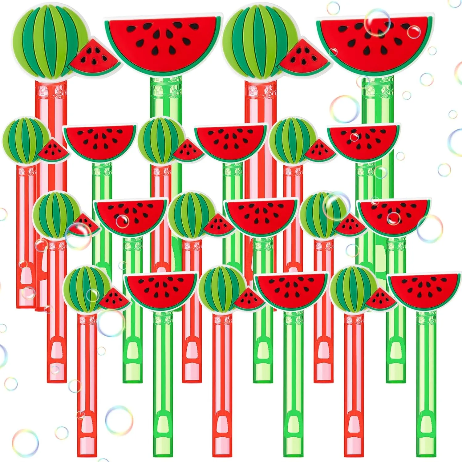 24 Pcs Watermelon Party Favors Mini Bubble Wands Bulk Watermelon Bubbles Decoration Bulk Fruit Summer Theme Party Supplies Toys Gifts for Birthday Wedding