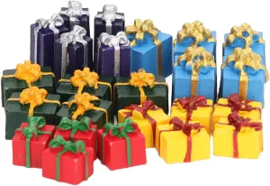 25 Pcs Doll House Boxes, Mini Boxes Ornaments, Dollhouse Boxes, Resin 5 Colors Educational Mini Christmas Ornaments for 1:12 Dollhouse, Ornaments Party
