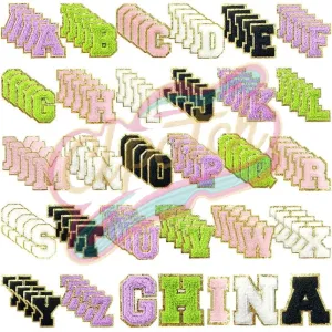 26 Alphabet Patches Letter Patches for DIY Supplies  A-Z Chenille letter embroidered iron on patches for clothes-Hat-Bag