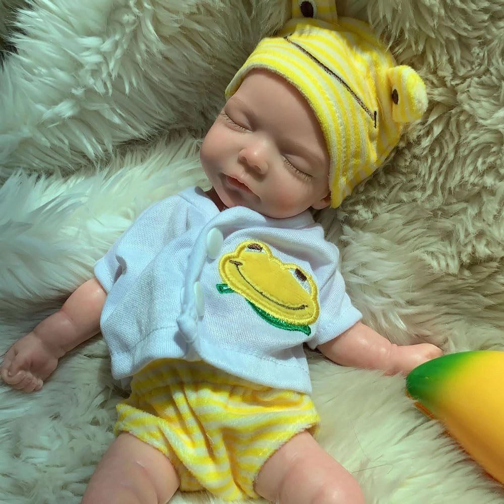 26cm Realistic Full Body Reborn Silicone Baby Doll Girl Weighted Lifelike Baby Dolls That Look Real Sleeping Premature Babies