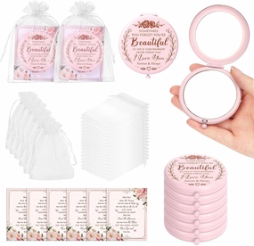 2.56 Inch Inspirational Compact Mirrors 6 Set Small Pocket Round Makeup Mirrors Set Graduation Gifts Employee Appreciation Gifts Set for Women Employee Coworker Wedding Bridal Shower