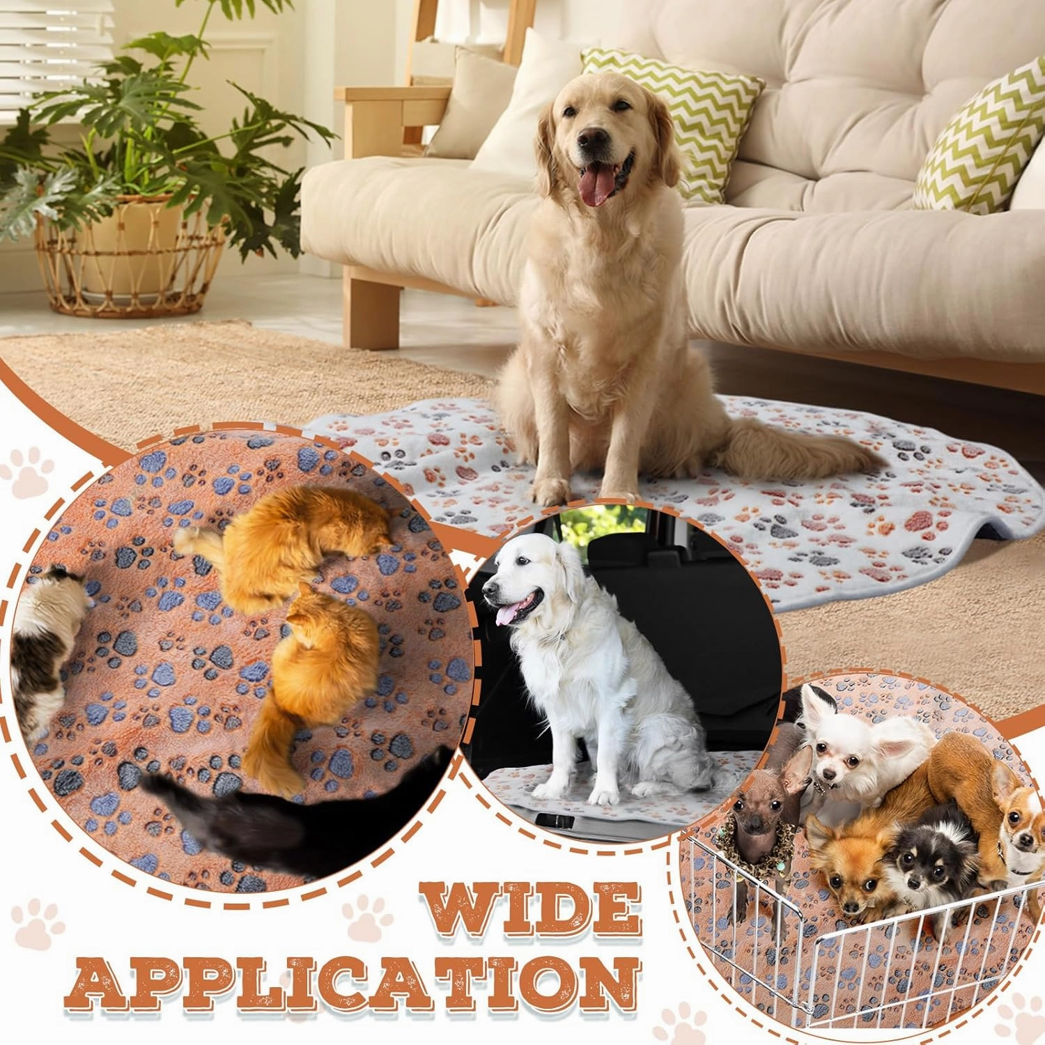 2 Pack 36" Washable Pee Pads for Dog Waterproof Dog Pee Pads Reusable Puppy Pads Pet Training Pads Absorbent Round Whelping Pads Floor Pads Dog Bed Mat Fleece Pee Pads for Potty(White, Coffee)
