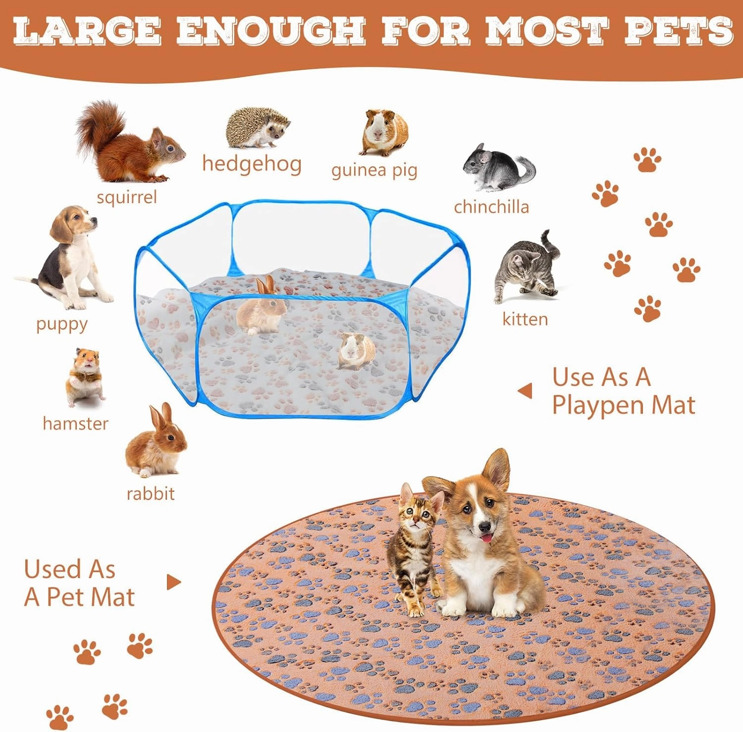 2 Pack 36" Washable Pee Pads for Dog Waterproof Dog Pee Pads Reusable Puppy Pads Pet Training Pads Absorbent Round Whelping Pads Floor Pads Dog Bed Mat Fleece Pee Pads for Potty(White, Coffee)