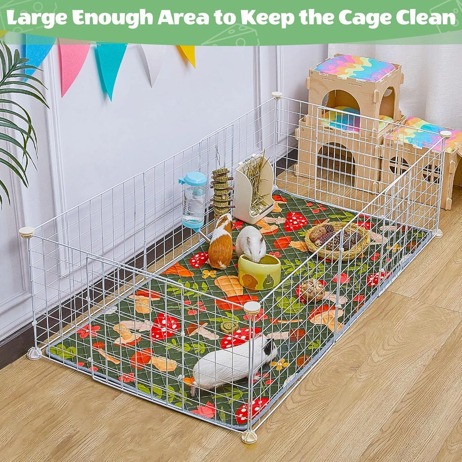 2 Pack Guinea Pig Bedding, Washable Guinea Pig Cage Liner Reusable Guinea Pig Mat Waterproof Guinea Pig Bedding Super Absorbant Guinea Pig Pee Pads