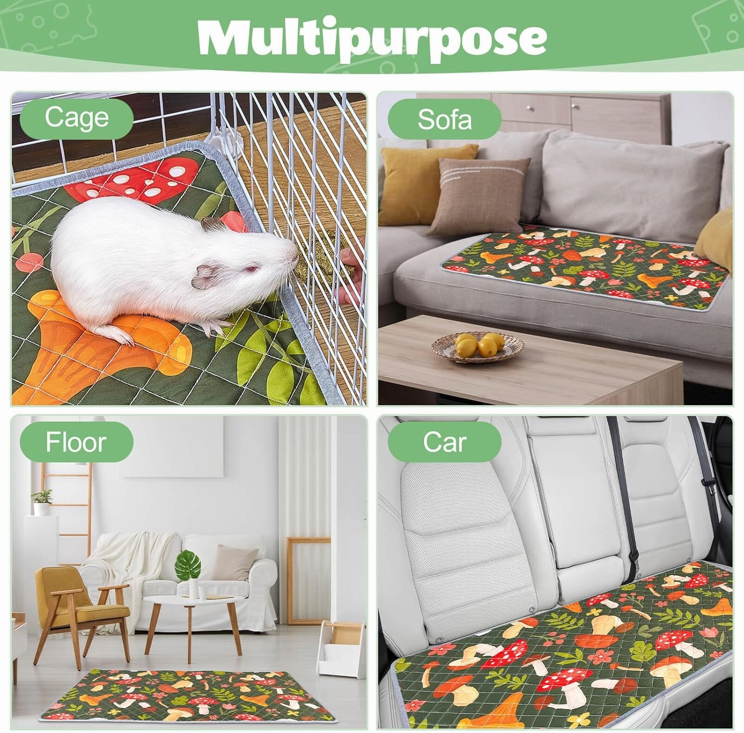2 Pack Guinea Pig Bedding, Washable Guinea Pig Cage Liner Reusable Guinea Pig Mat Waterproof Guinea Pig Bedding Super Absorbant Guinea Pig Pee Pads