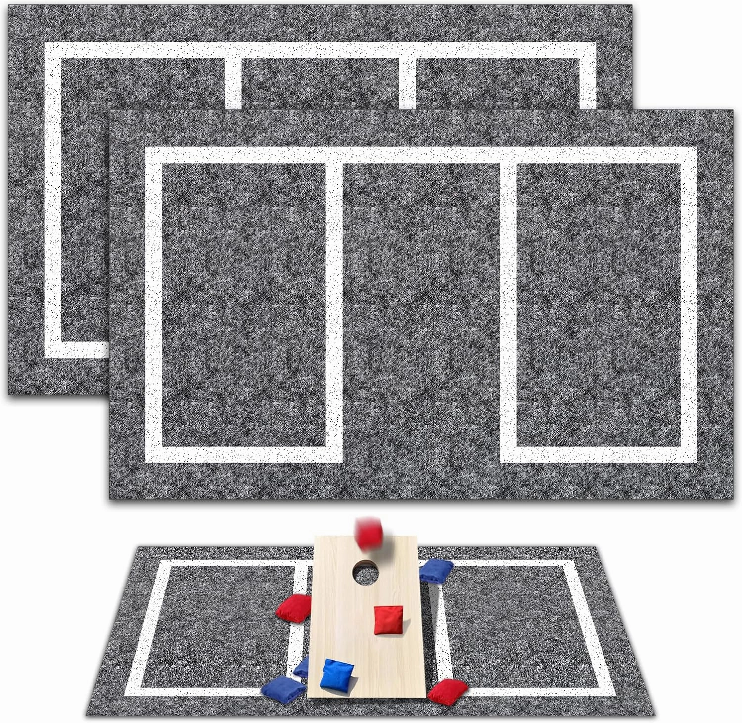 2 pcs 5 x 8 FT Cornhole Mat Durable Cornhole Pitch Pads with Waterproof Backing Felt Surface for Board Stability & Toss Bag Protection Outdoor Playing Surface for Backyard Tailgating & Lawn Games