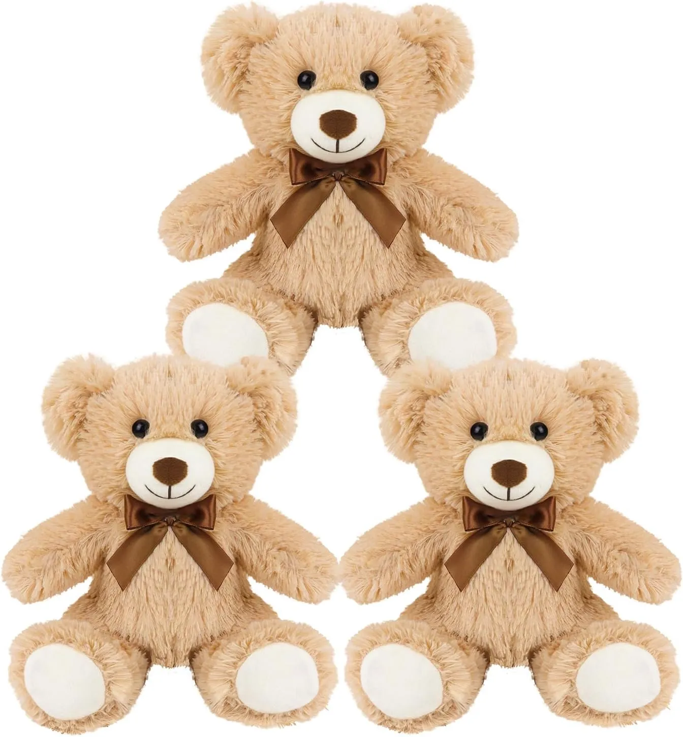 3 Pack Teddy Bears Bulk, 11" Teddy Bear Stuffed Animals Bulk Small Teddy Bears for Baby Shower Decorations & Favors, Wholesale Stuffed Bears Bulk for Kids Teens Girls Light Brown