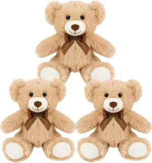 3 Pack Teddy Bears Bulk, 11" Teddy Bear Stuffed Animals Bulk Small Teddy Bears for Baby Shower Decorations & Favors, Wholesale Stuffed Bears Bulk for Kids Teens Girls Light Brown