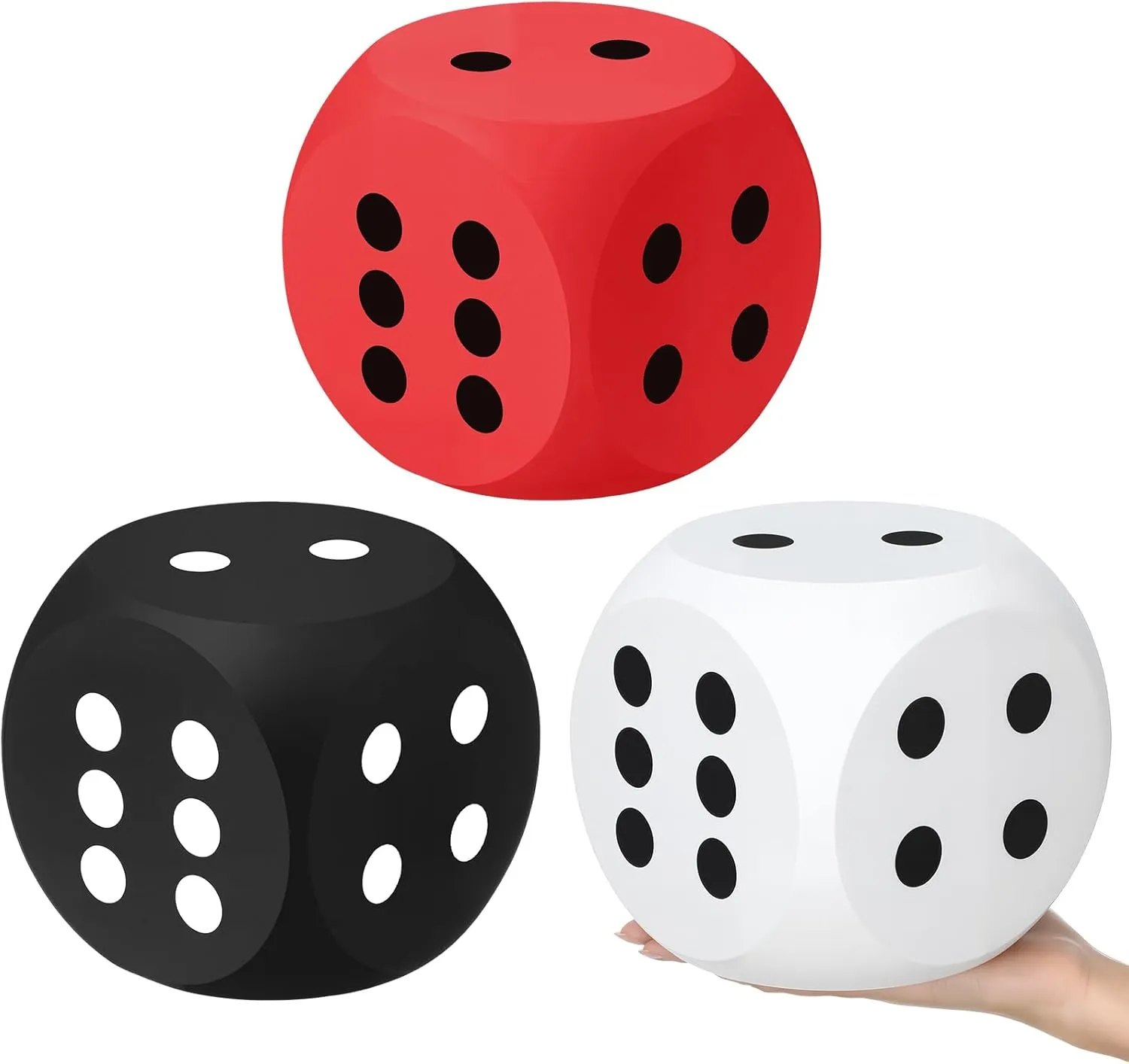 3 Pcs 6 Inches Large Casino Foam Dice Set Jumbo Soft Foam Dice for Family Educational Toys Board Game Night Giant Casino Themed Party Decoration Graduation Prom Birthday Party Supply