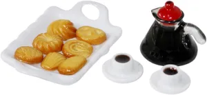 3 Sets Decorative Mini Kitchen Set Wear Resistant Tiny Coffee Set for Dollhouse Stylish Tray Coffee Mug Models Miniature House Decor Present for