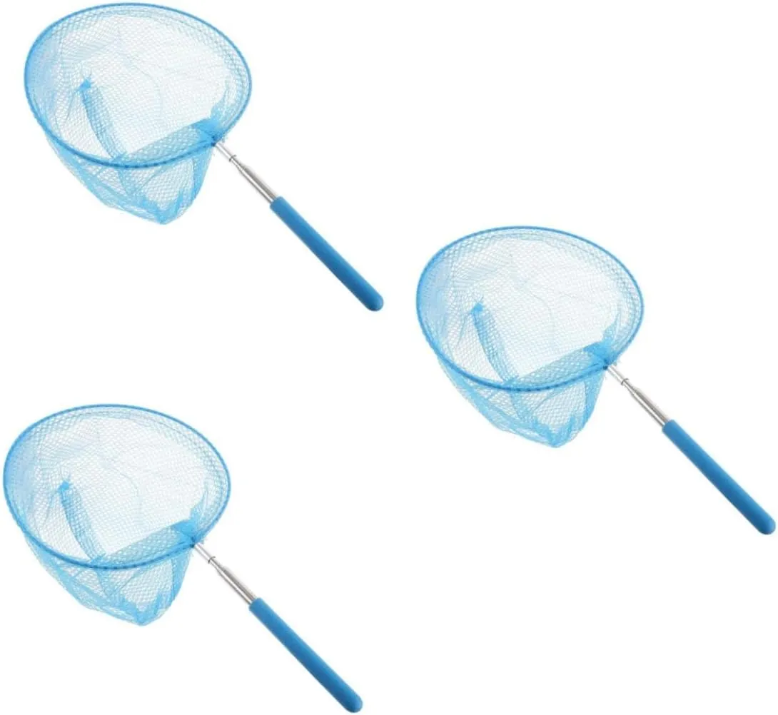 3 Sets Professional Fishing Nets for Kids Retractable Butterfly Nets Catch Bugs Bees Lightweight