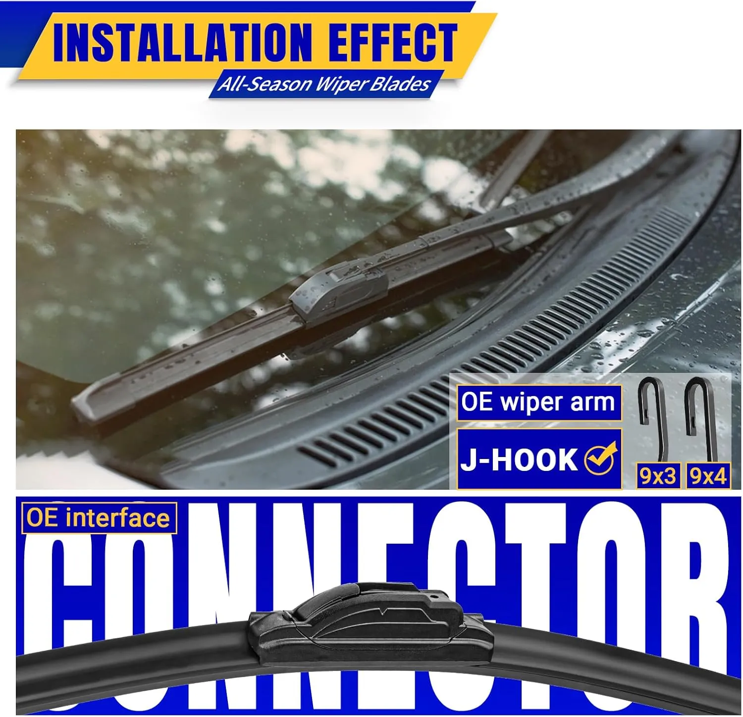 3 wipers Replacement for 2006-2011 Mini Cooper, Windshield Wiper Blades Original Equipment Replacement - 19"/18"/10" (Set of 3) U/J HOOK