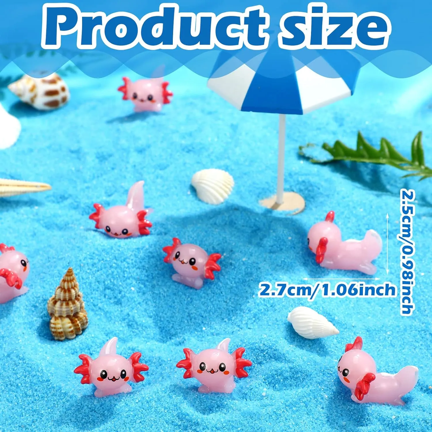 300 Pcs Pink Mini Axolotl Resin Figurine Toy Miniature Axolotl Charm Tiny Animal Figures Ornament Mini Animals Figures to Hide Dollhouse Cupcake DIY Craft Decoration School Gift Birthday Party Favor