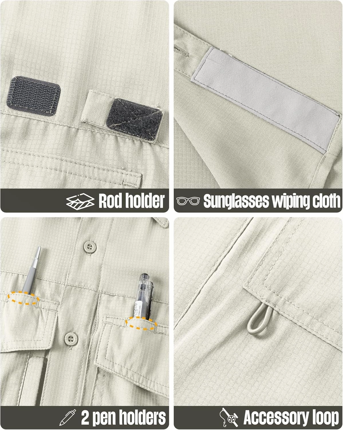 33,000ft Men's Fishing Shirts Lightweight Cool Quick Dry Sun Protection UV Short Sleeve Shirt for Casual Hiking Safari Travel