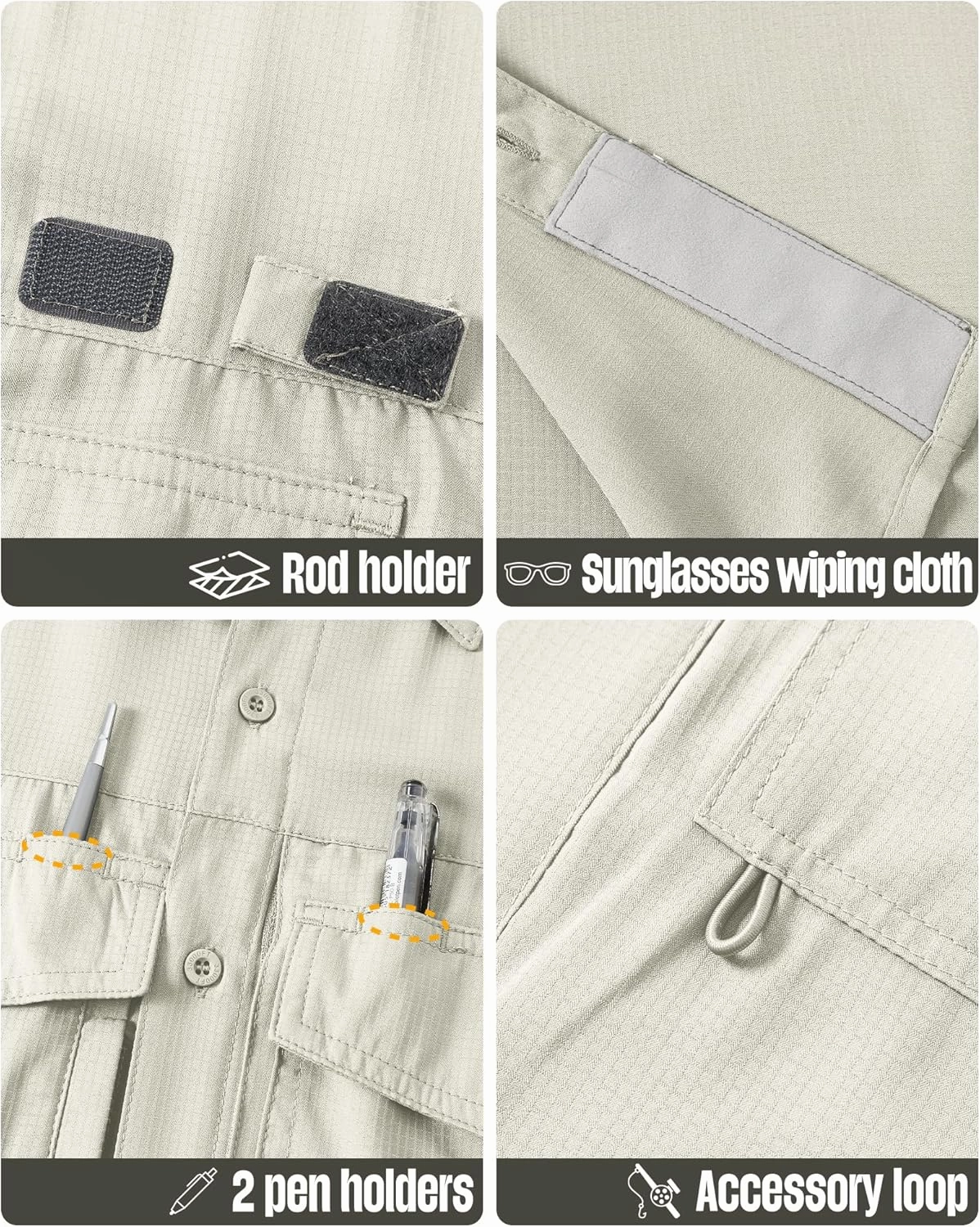 33,000ft Men's Fishing Shirts Lightweight Cool Quick Dry Sun Protection UV Short Sleeve Shirt for Casual Hiking Safari Travel