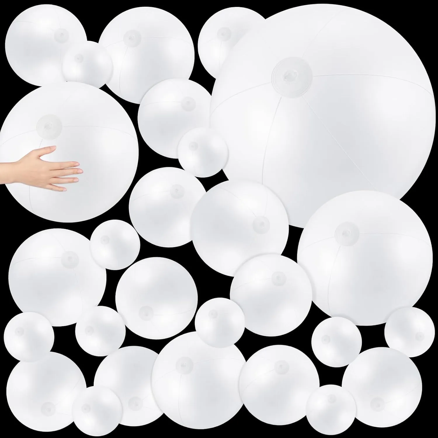 36 Pcs Inflatable Beach Balls Bulk 6" 12" 16" 24" 40" Multiple Sizes PVC Summer Swimming Pool Ball for Adults Outdoor Beach Hawaii Water Games Party Decorations