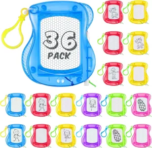 36 Pcs Mini Magnetic Drawing Board Doodle Boards for Backpack Keychain Clip Erasable Drawing Sketch Pad Birthday Party Favors Goodie Bags Prizes Classroom, 6 Colors