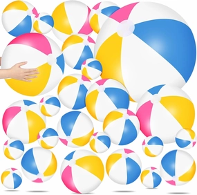 36 Pcs Inflatable Beach Balls Bulk 6" 12" 16" 24" 40" Multiple Sizes PVC Summer Swimming Pool Ball for Adults Outdoor Beach Hawaii Water Games Party Decorations