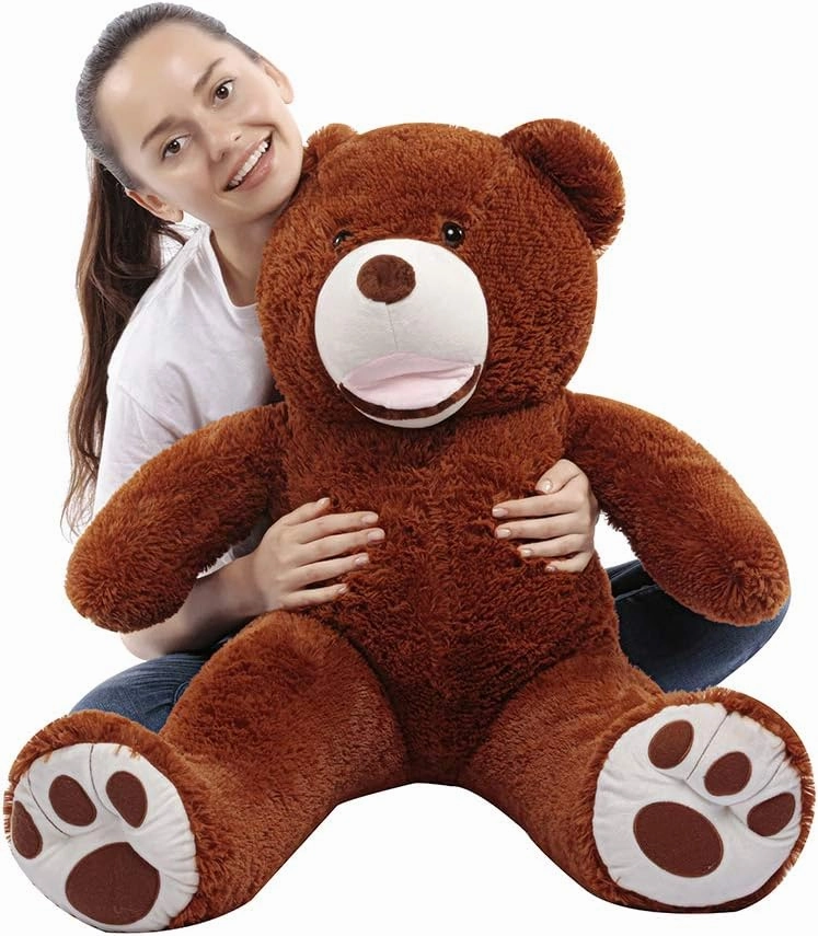 37 Inch Giant Teddy Bears Stuffed Animal Plush Toy with Footprints Life Size Big Bear, Dark Brown