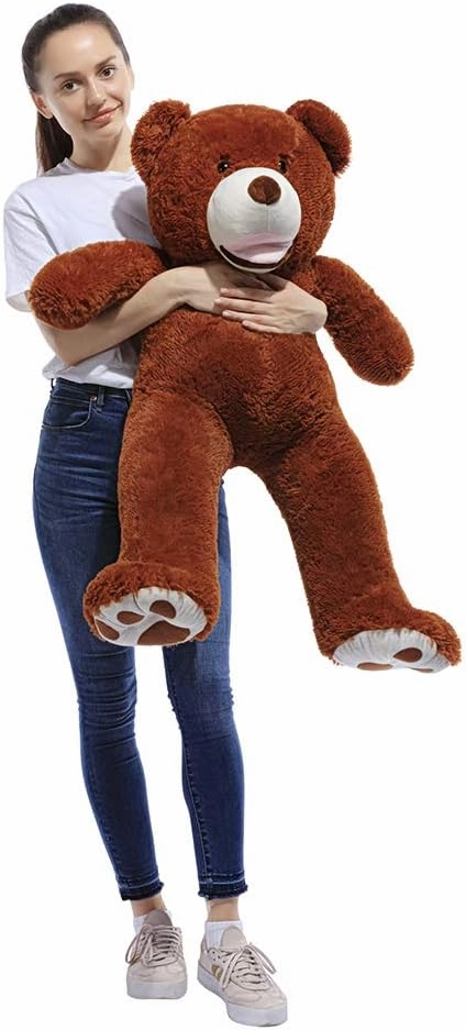 37 Inch Giant Teddy Bears Stuffed Animal Plush Toy with Footprints Life Size Big Bear, Dark Brown