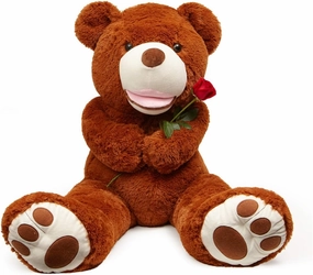 37 Inch Giant Teddy Bears Stuffed Animal Plush Toy with Footprints Life Size Big Bear, Dark Brown