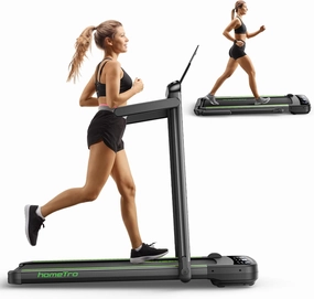 3.0HP Foldable Compact Treadmill,2 in 1 Walking Pad & Jogging Machine for Home/Office,Dual LED Touch Screens Folding Under Desk Motorized Treadmills 265lbs, App& Remote Control,Assembly-Free