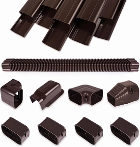 3" 10Ft PVC Line Set Cover Kit for Ductless Mini Split Air Conditioners, Decorative PVC Slim Line Cover for Central AC & Heat Pumps Systems Tubing Cover Brown