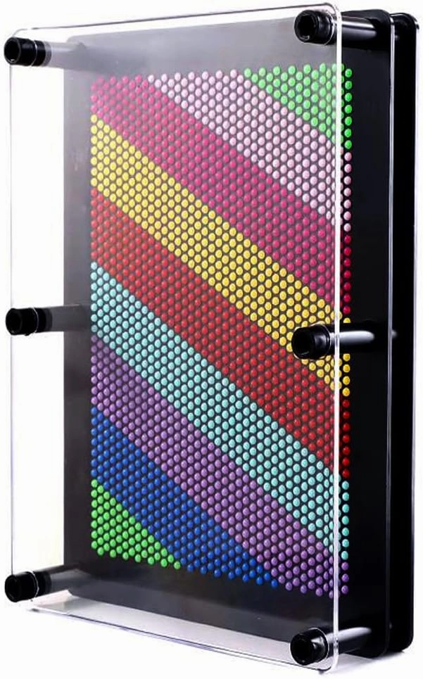 3D Pin Art Sensory Toy Rainbow Needles Fidget Palm Board Extra Large(6 x 8 Inches) Arouse Sense of Imagination Innovative Boundless Creativity