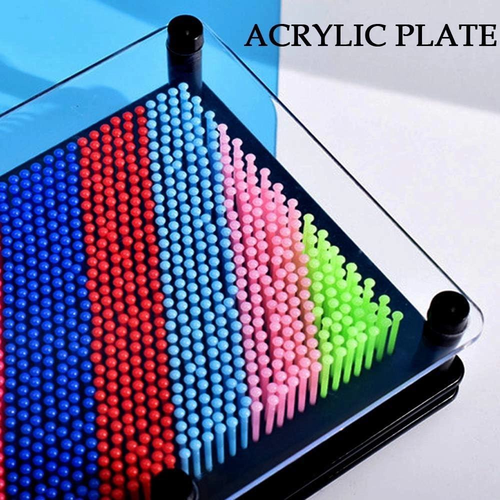 3D Pin Art Sensory Toy Rainbow Needles Fidget Palm Board Extra Large(6 x 8 Inches) Arouse Sense of Imagination Innovative Boundless Creativity