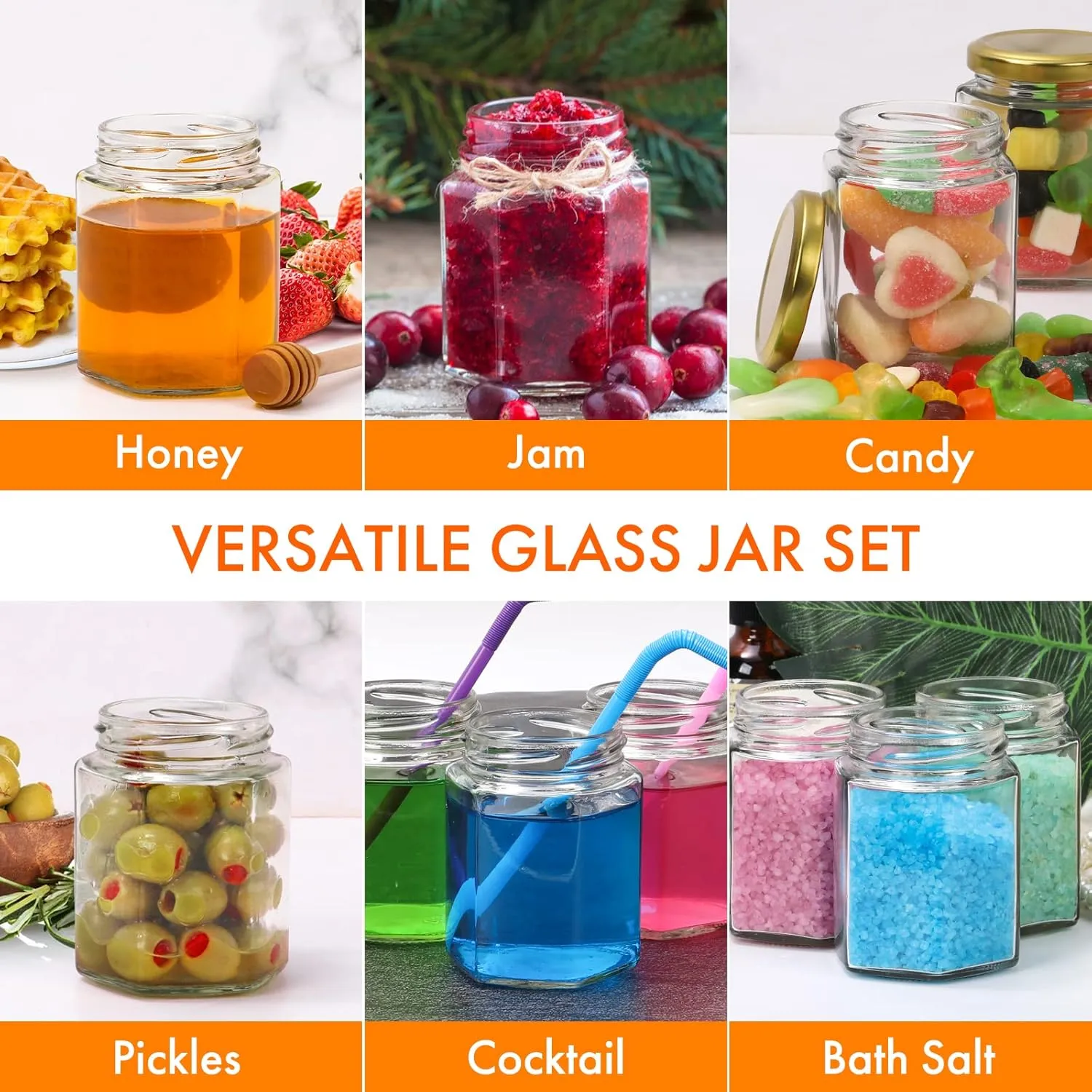 3oz Honey Jars with Dipper 20Pack, AuroTrends Glass Jars for Baby Shower Favors/Wedding Favors for Guests Bulk-Mini Jars with Wooden Dippers/Bee Charms/Stickers/Jute Twine (3 fl.oz-20Pack)