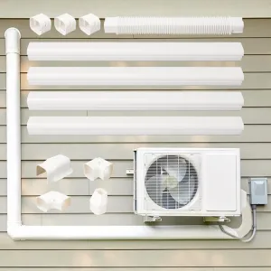 3" W 15.5Ft L Mini Split AC Line Cover Kit Decorative PVC Tubing Pipe Cover Set for Center Air Conditioner&Heat Pumps System