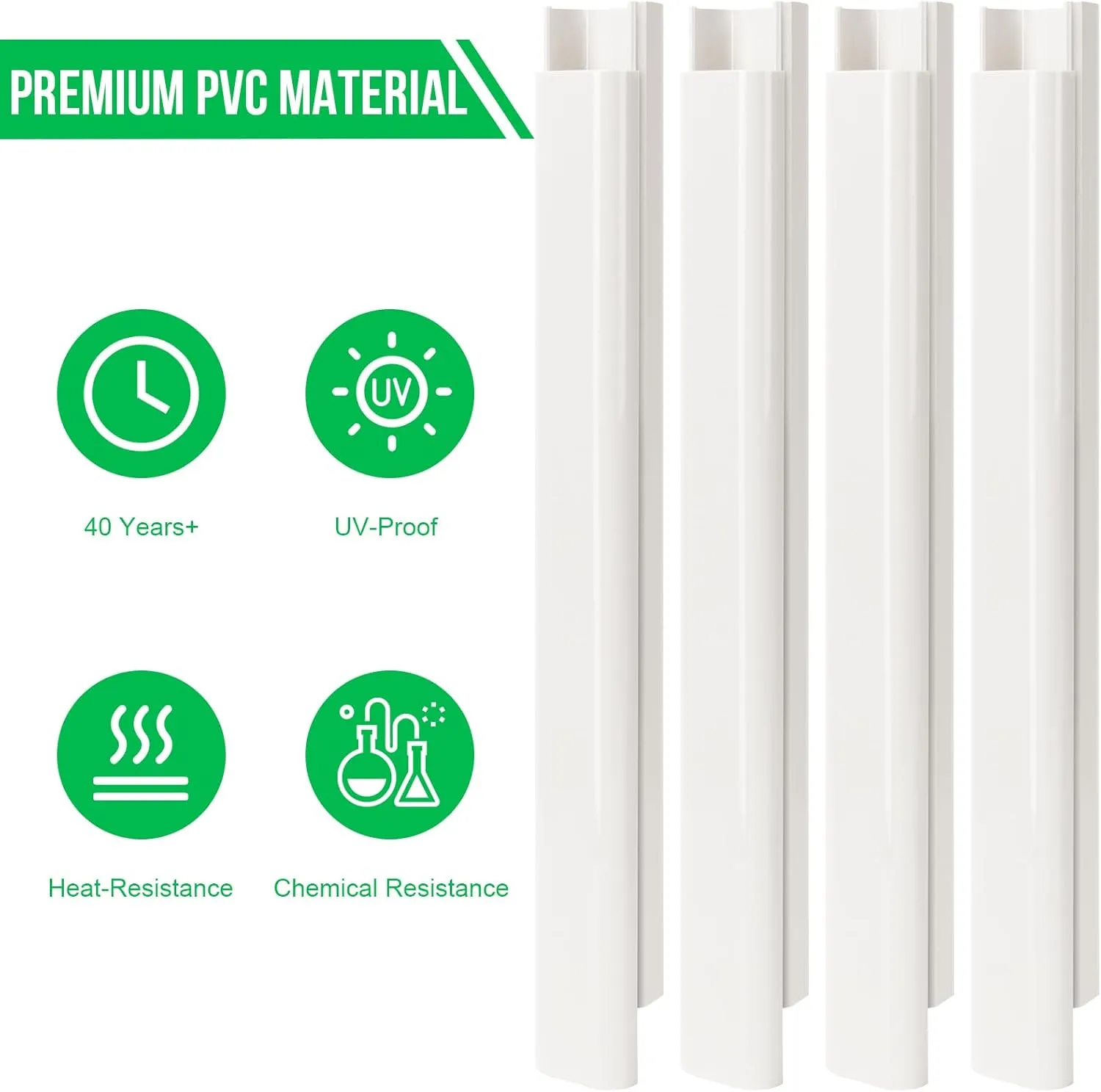 3" W 15.5Ft L Mini Split AC Line Cover Kit Decorative PVC Tubing Pipe Cover Set for Center Air Conditioner&Heat Pumps System