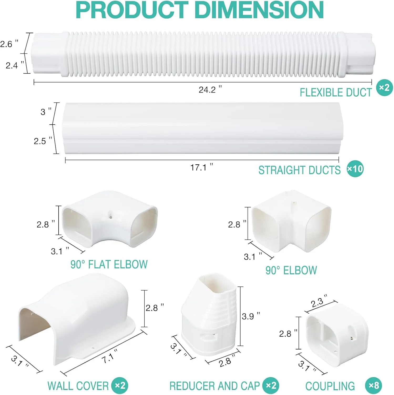 3" W 20Ft L Mini Split Line Set Cover Kit, Air Conditioner Decorative PVC Line Cover Kit for Mini Split AC and Heat Pumps