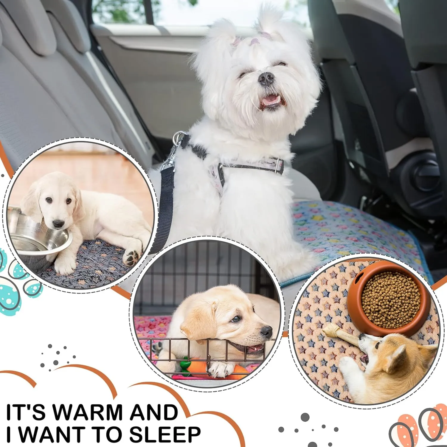 4 Pcs Waterproof Guinea Pig Blankets Washable Small Animal Fleece Bedding Absorbent Guinea Pig Cage Liners Reusable Pet Pee Pad Sleep Mat Pad Cover for Hamster Ferret (Star Pattern,12 x 12 Inch)