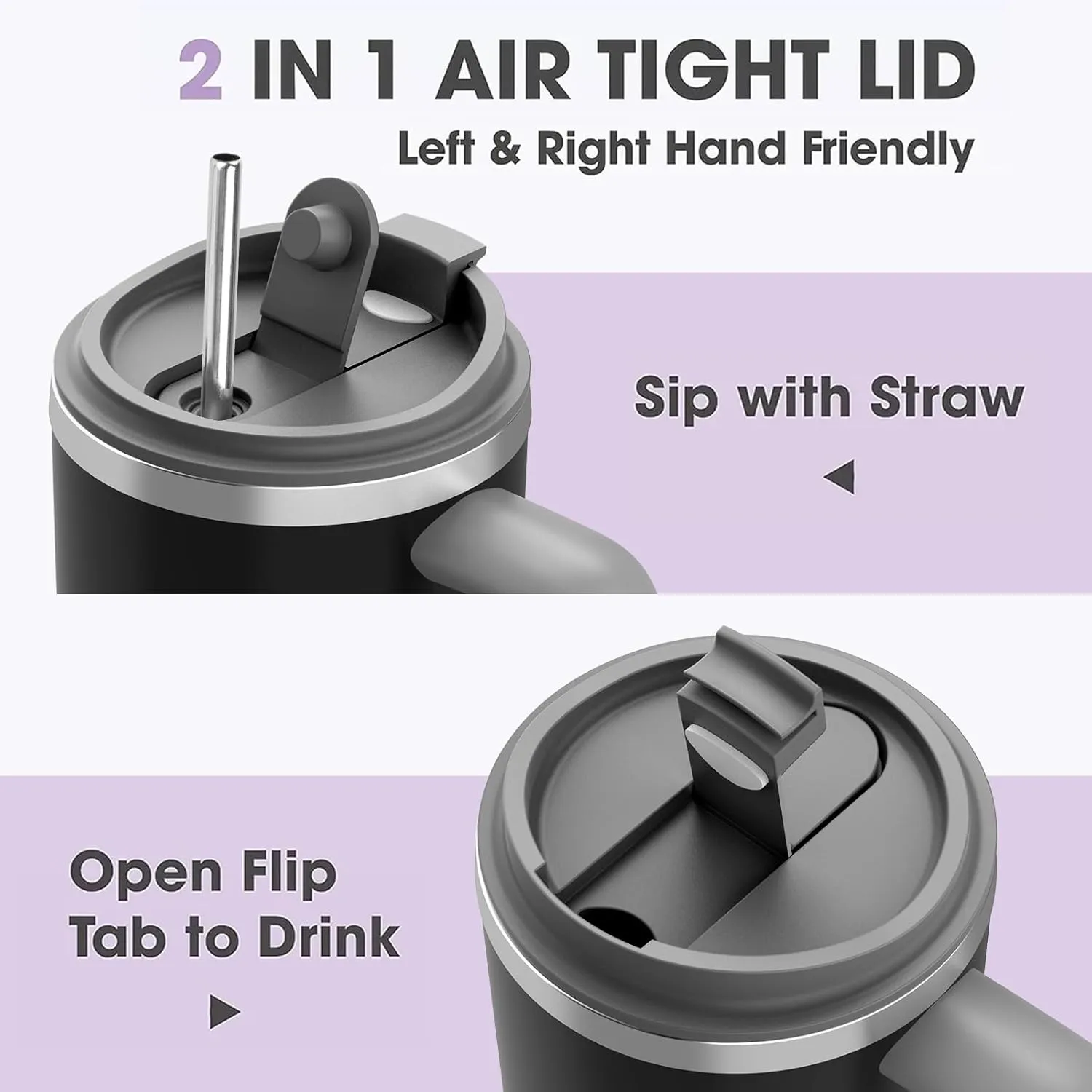 40 oz Insulated Tumbler with Handle, Stainless Steel Straw and silicone sleeves, Leakproof Travel Mug for Water, Iced Tea or Coffee, Insulated Cup Gifts for Women & Men, Music Pattern
