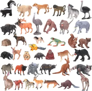40 Pcs Forest Animals Figures Woodland Creatures Figurines Realistic Wildlife Creatures Figurines Baby Animals African Jungle Zoo Miniature Toys Cake Toppers Cupcake Toppers Birthday Gift