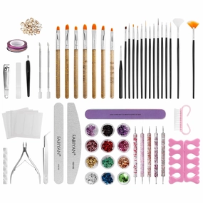 42 Pcs Nail Art Tools Kit, Multifunctional Nail Art Design Brushes Set Manicure Pedicure Nails Files DIY Decoration for Home and Professional Salon Use