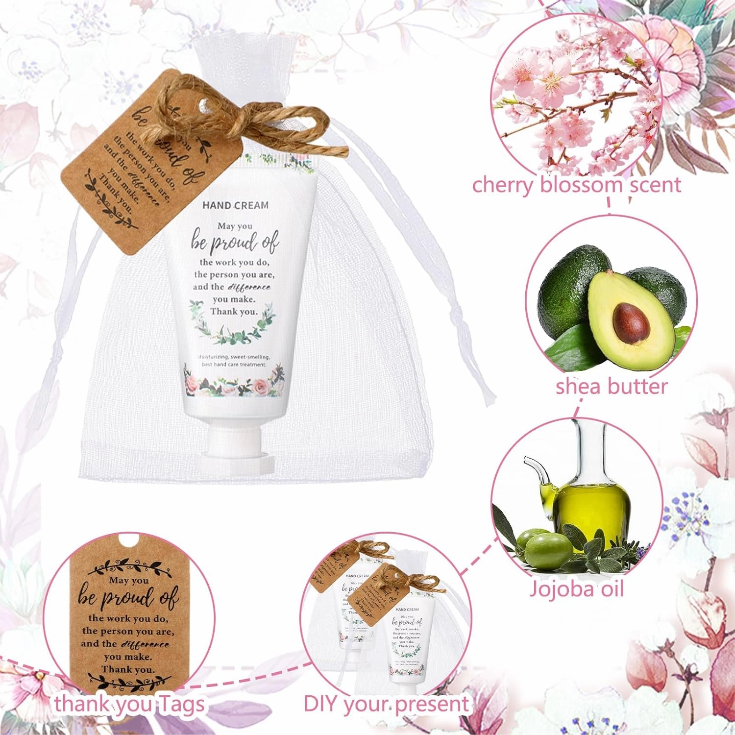 48 Sets Cna Gifts Bulk Employee Appreciation Gifts Bulk Thank You Travel Hand Cream Lotion for Staff Appreciation Inspirational Mini Lotion for Nurse Cna Week Holiday(Cute)
