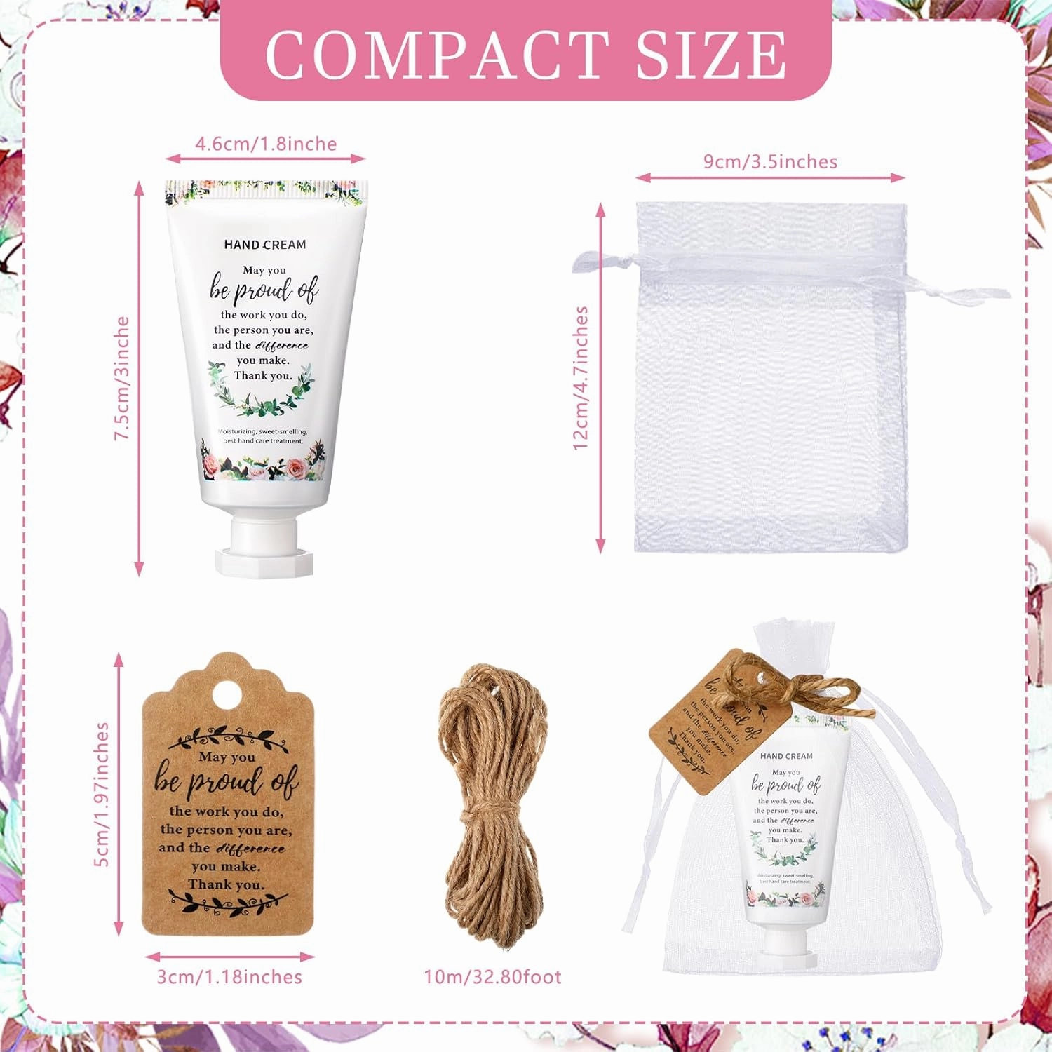 48 Sets Cna Gifts Bulk Employee Appreciation Gifts Bulk Thank You Travel Hand Cream Lotion for Staff Appreciation Inspirational Mini Lotion for Nurse Cna Week Holiday(Cute)