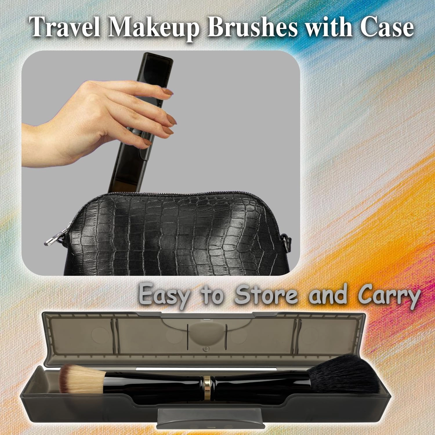 4 in 1 Makeup Brush, Travel Makeup Brush Set with Case, Mini Makeup Brushes, Powder Foundation Brush, Concealer Brush, Eyeshadow Brush, Dual Ended Makeup Brush for Liquid,Cream, Powder