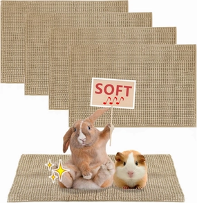 4 Packs Washable Guinea Pig Fleece Lining, Pet Soft Sleep Mat Pad for Cage Small Animal Cage Liners for Ferret Chinchilla Rat Hedgehog Bunny (24"x16", Beige)