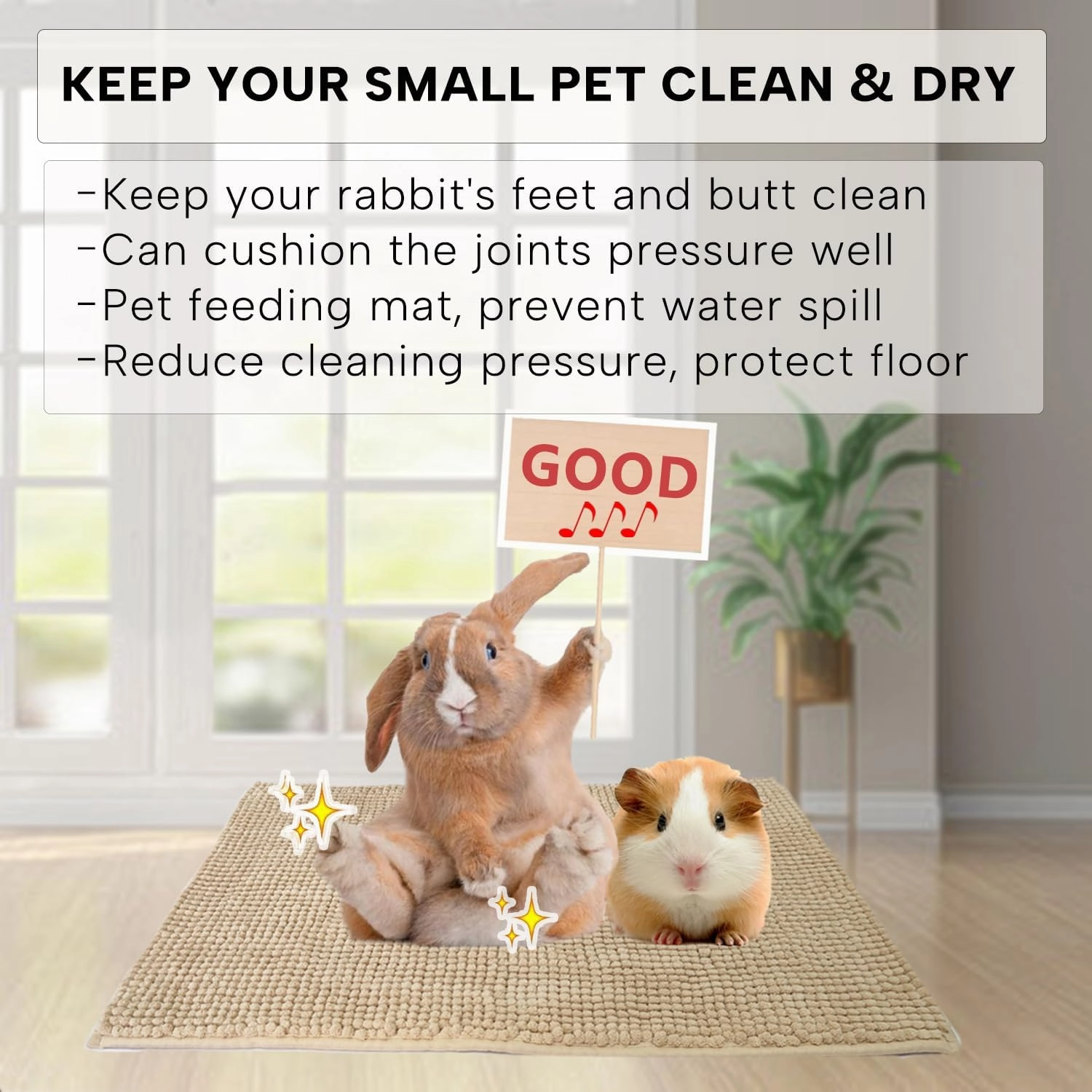 4 Packs Washable Guinea Pig Fleece Lining, Pet Soft Sleep Mat Pad for Cage Small Animal Cage Liners for Ferret Chinchilla Rat Hedgehog Bunny (24"x16", Beige)