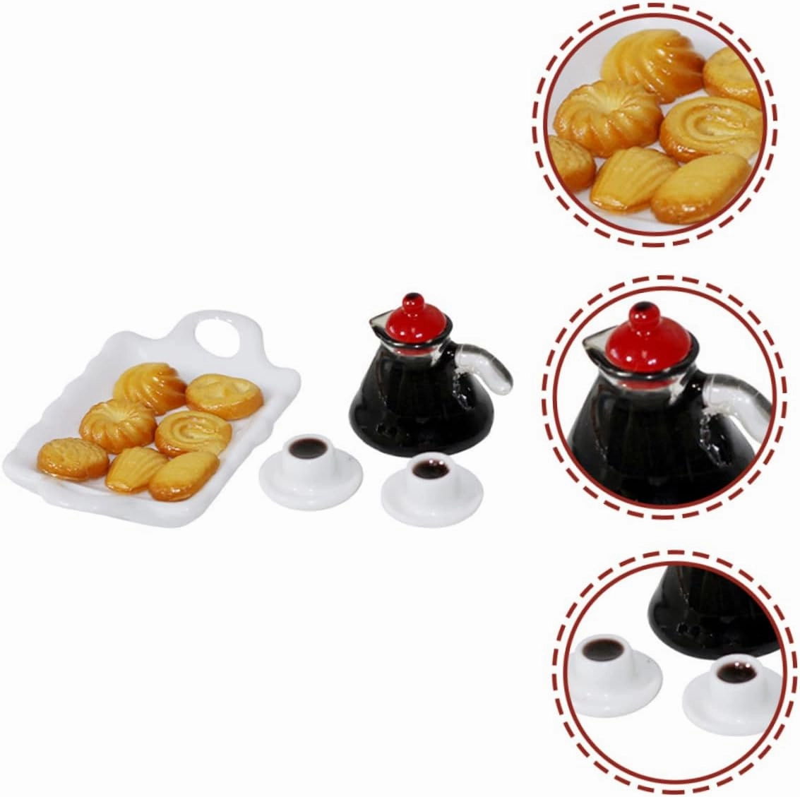 4 Sets Miniature Kitchen Set Decorative Tiny Food Mini Coffee Mug Tiny Cup Smooth Surface Craftsmanship