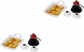 4 Sets Miniature Kitchen Set Decorative Tiny Food Mini Coffee Mug Tiny Cup Smooth Surface Craftsmanship