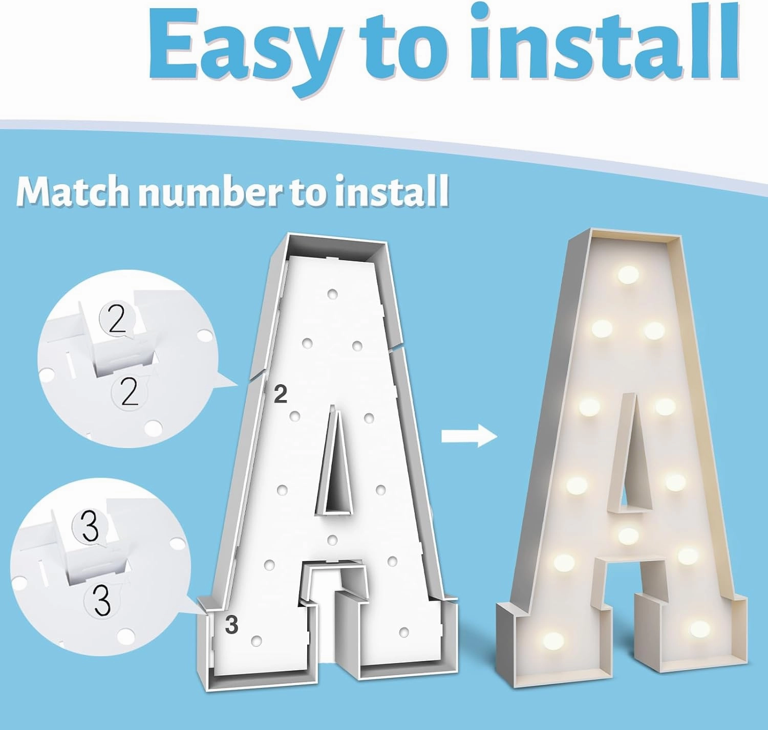 4FT Marquee Light Up Letters J,Party Decoration Large Marquee Light Up Letters with Weighted Water Bag,Pre-cut Foam Board Set Can Be Used for Birthdays,Weddings,Baby Anniversaries